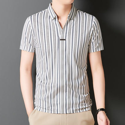 Men's Summer Striped Short Sleeve Shirt（50% OFF）