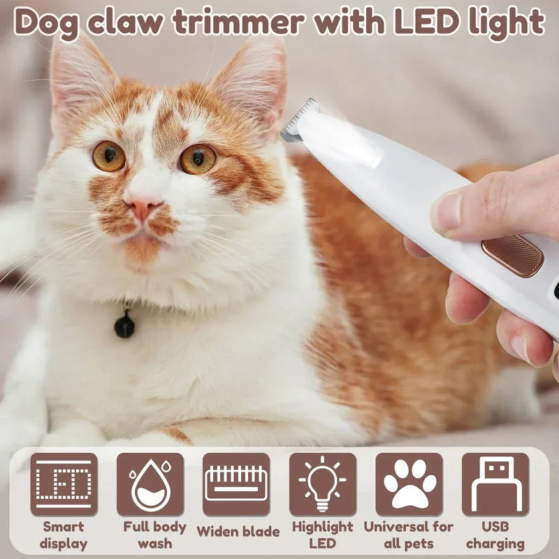 Waterproof Rechargeable Pet Shaver with LED Light