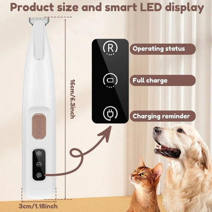 Waterproof Rechargeable Pet Shaver with LED Light