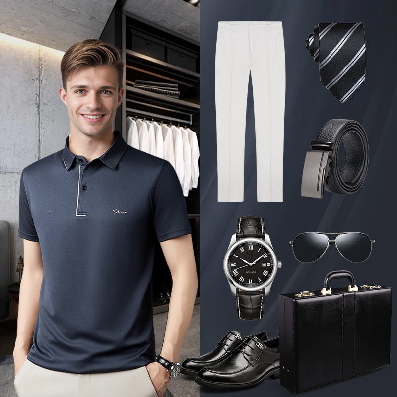 Chemise de revers décontractée d'affaires de glace pour hommes