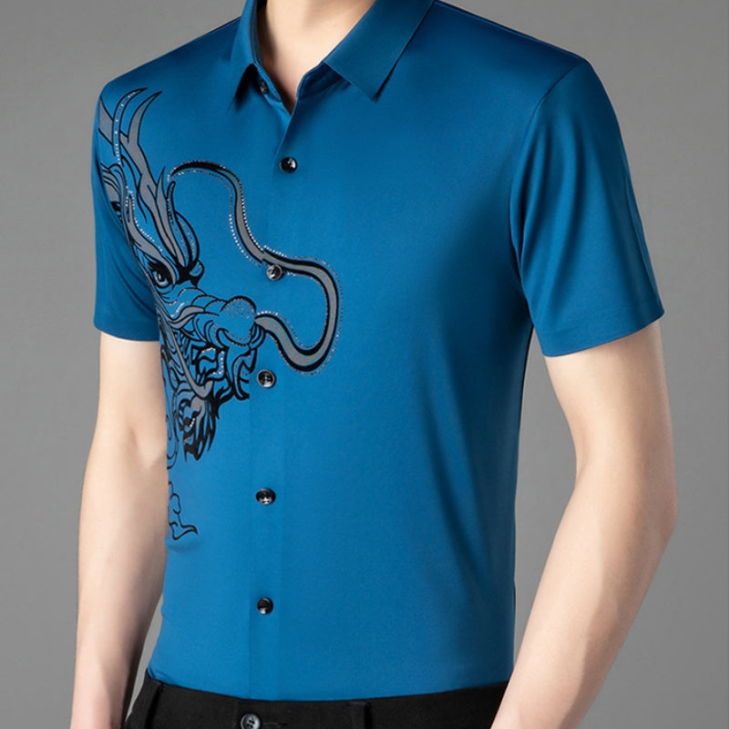 Men’s Business Casual Ice Silk Short Sleeve Shirt