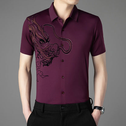 Men’s Business Casual Ice Silk Short Sleeve Shirt