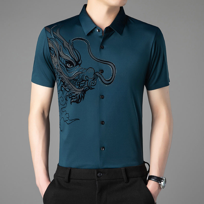 Men’s Business Casual Ice Silk Short Sleeve Shirt