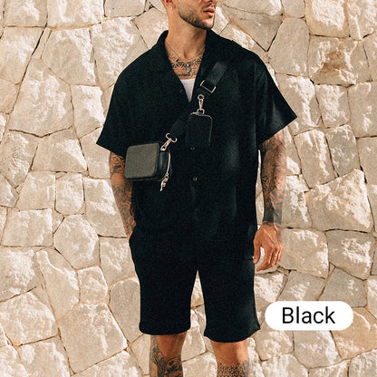 Men's Casual Trendy Short Sleeve Shirt and Short Set