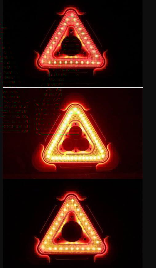 3-IN-1 Solar Emergency Triangle Warning Light at the Roadside