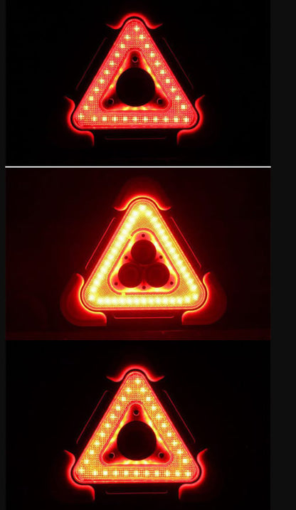 3-IN-1 Solar Emergency Triangle Warning Light at the Roadside