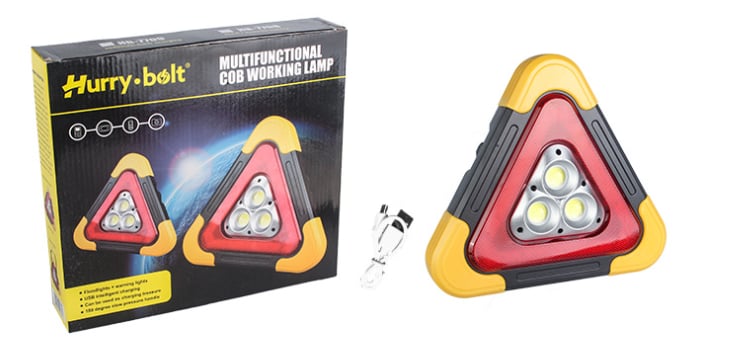 3-IN-1 Solar Emergency Triangle Warning Light at the Roadside