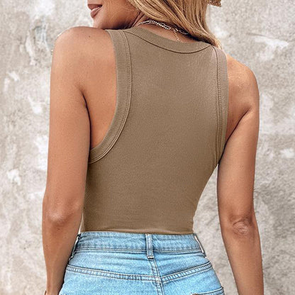 Ribbed Stretchy Tank Top with Shelf Bra
