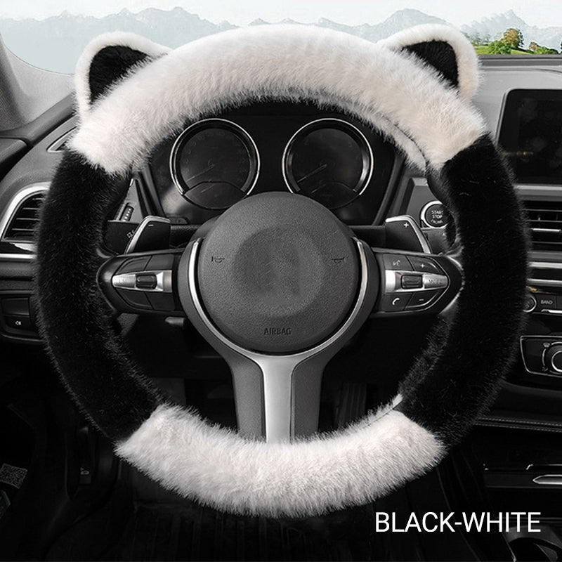 🎁 Black Friday Special Offer - 50% off🎅Universal Non-slip Soft Cute Cat Ears Plush Steering Wheel Cover