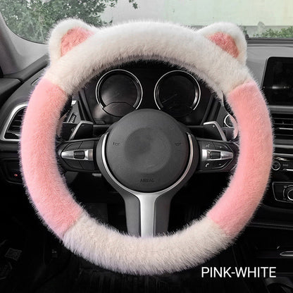 🎁 Black Friday Special Offer - 50% off🎅Universal Non-slip Soft Cute Cat Ears Plush Steering Wheel Cover