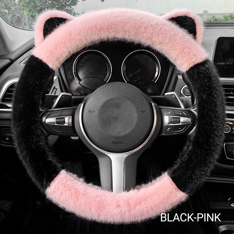 🎁 Black Friday Special Offer - 50% off🎅Universal Non-slip Soft Cute Cat Ears Plush Steering Wheel Cover