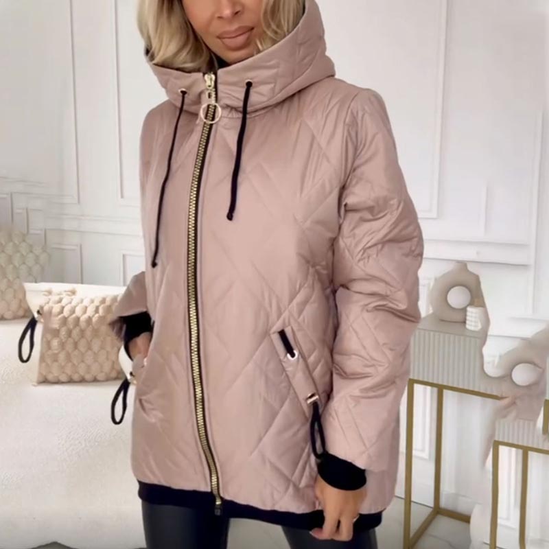 Women’s Winter Fashionable High-neck Hip-length Parka Coat