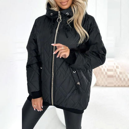 Women’s Winter Fashionable High-neck Hip-length Parka Coat