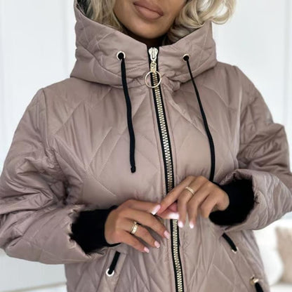 Women’s Winter Fashionable High-neck Hip-length Parka Coat