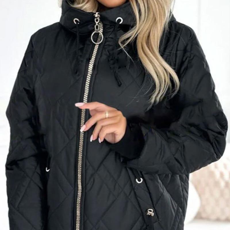 Women’s Winter Fashionable High-neck Hip-length Parka Coat