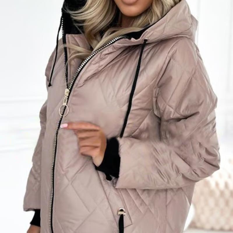 Women’s Winter Fashionable High-neck Hip-length Parka Coat