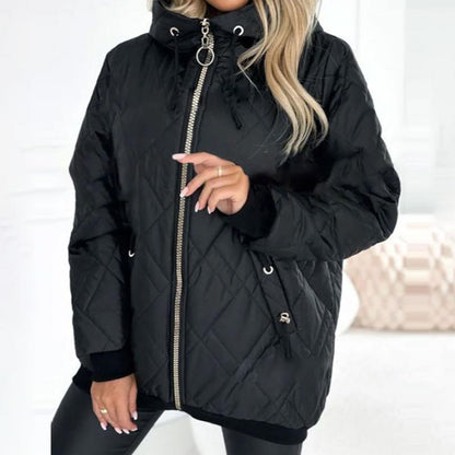 Women’s Winter Fashionable High-neck Hip-length Parka Coat