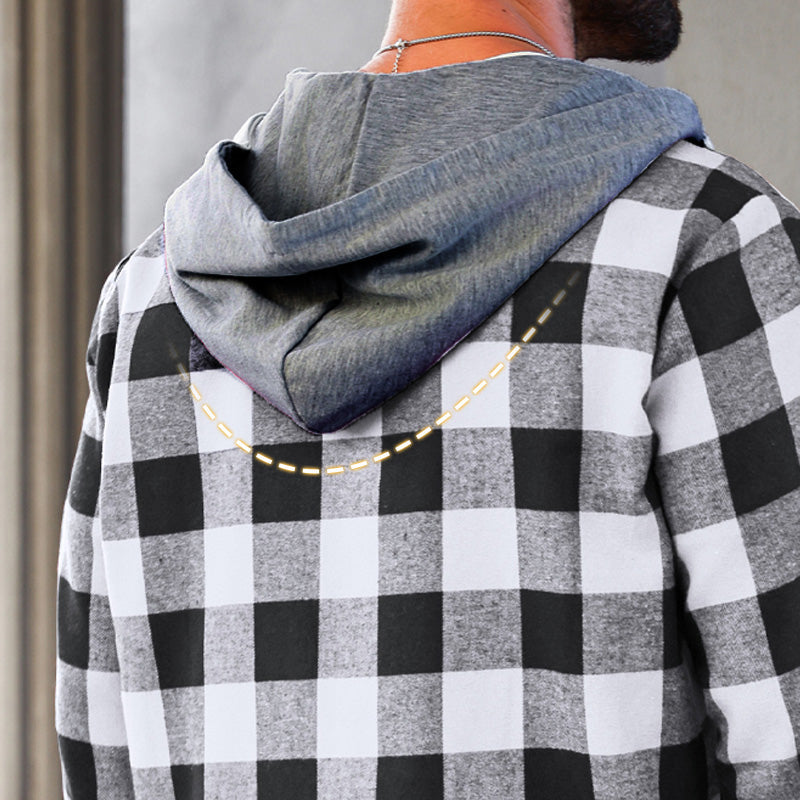 Men's Versatile Hooded Plaid Flannel Shirt