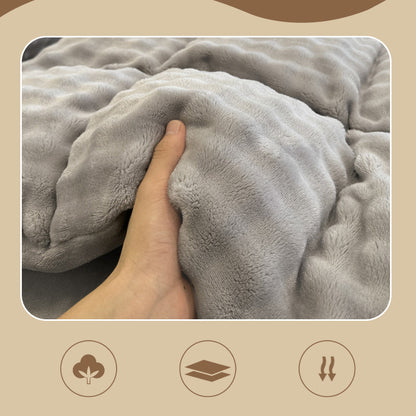 Winter Fluffy Plush Milk Velvet Comforter Set