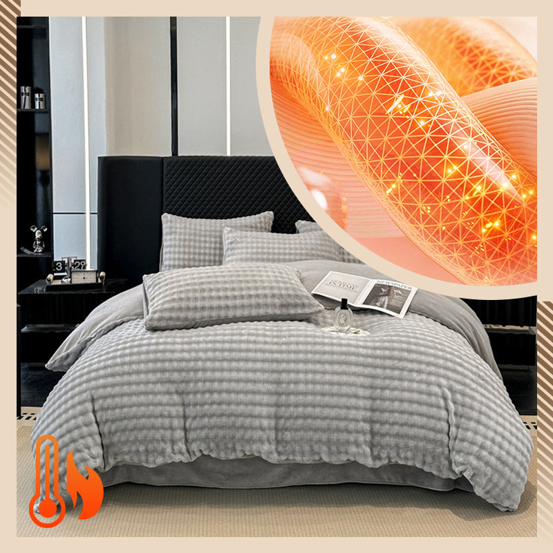 Winter Fluffy Plush Milk Velvet Comforter Set