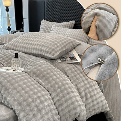 Winter Fluffy Plush Milk Velvet Comforter Set