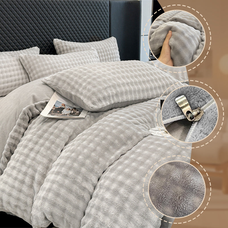 Winter Fluffy Plush Milk Velvet Comforter Set
