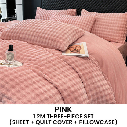 Winter Fluffy Plush Milk Velvet Comforter Set