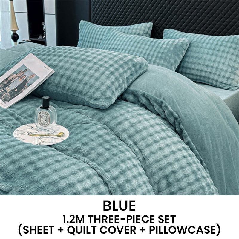 Winter Fluffy Plush Milk Velvet Comforter Set