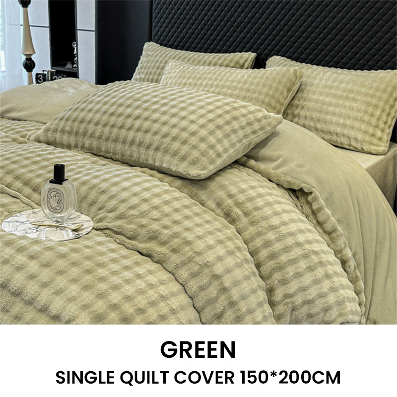 Winter Fluffy Plush Milk Velvet Comforter Set