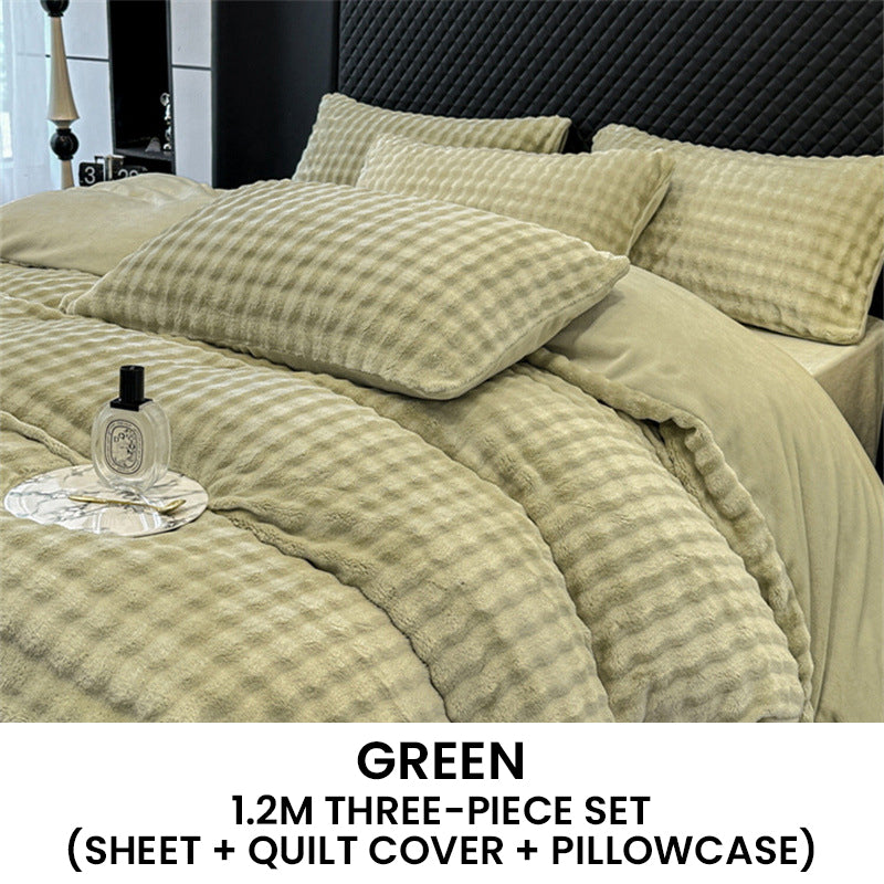 Winter Fluffy Plush Milk Velvet Comforter Set
