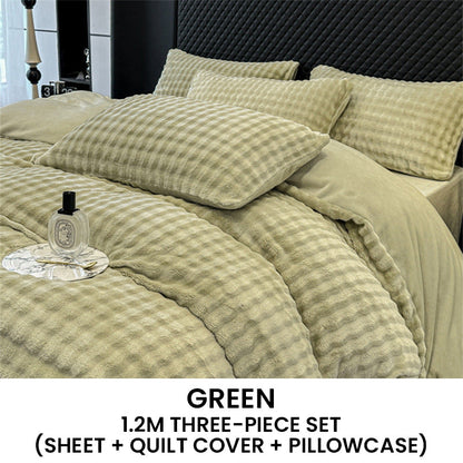 Winter Fluffy Plush Milk Velvet Comforter Set