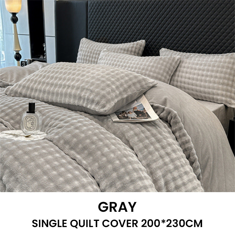 Winter Fluffy Plush Milk Velvet Comforter Set