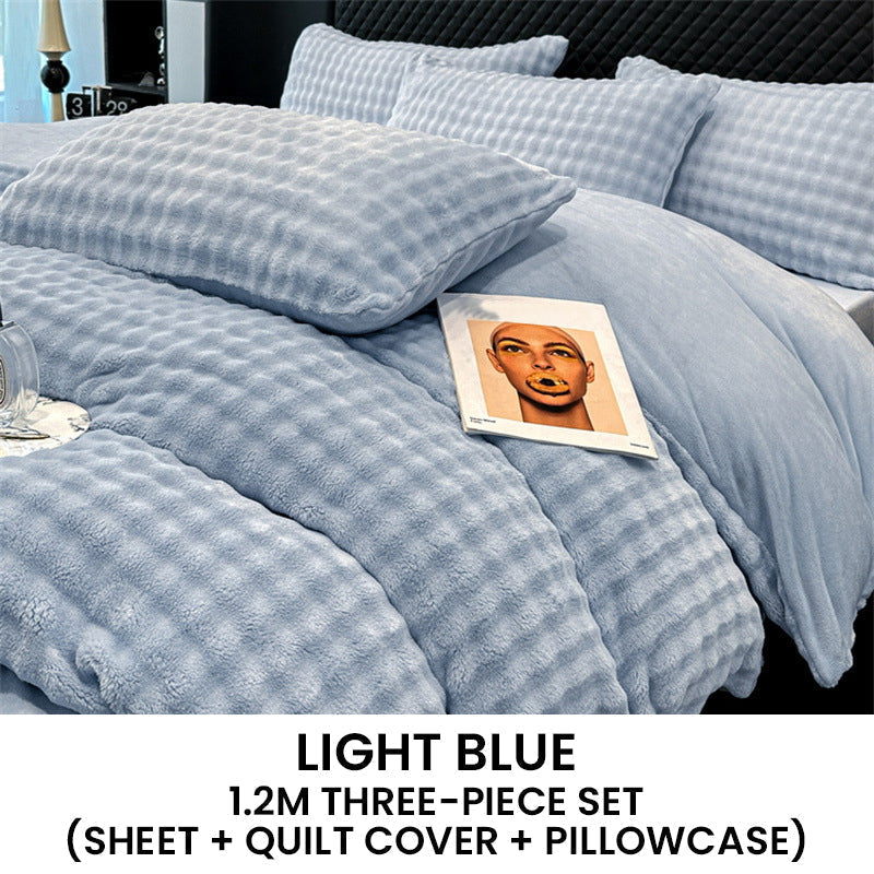 Winter Fluffy Plush Milk Velvet Comforter Set