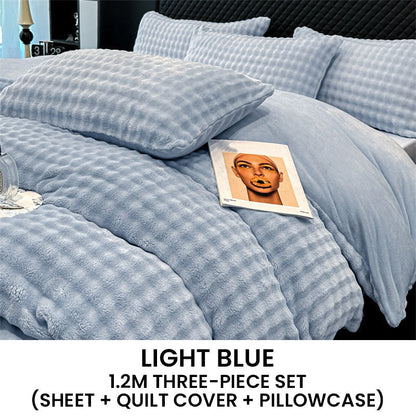 Winter Fluffy Plush Milk Velvet Comforter Set