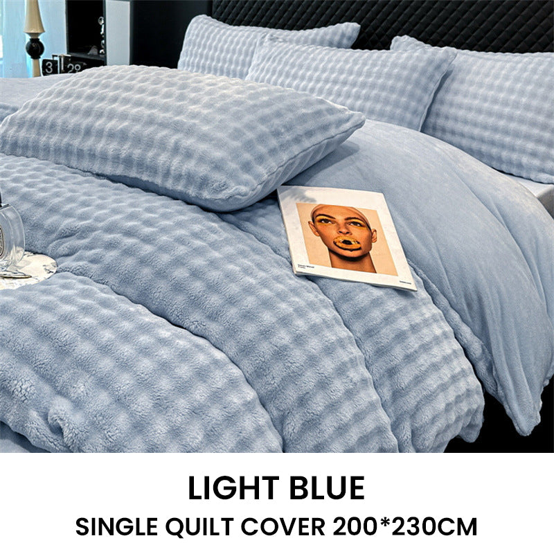 Winter Fluffy Plush Milk Velvet Comforter Set