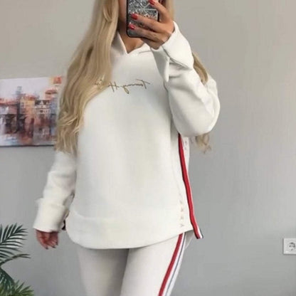 Women's Long-Sleeved Striped Casual Hooded Top&pant