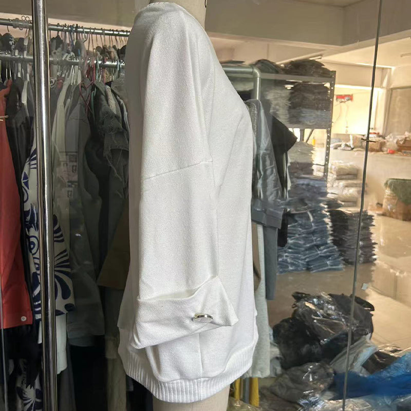 Top en tricot de couleur unie classique des femmes