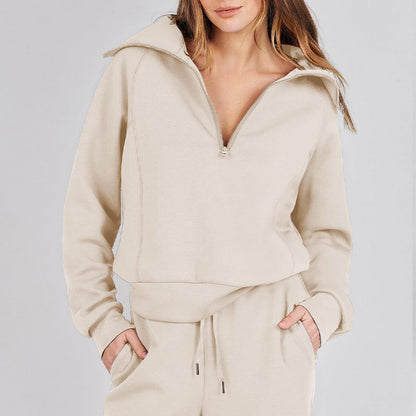 💖Limited Sale 50% OFF💖Casual Zipper Long Sleeve Top ＆Pants Two-Piece Set