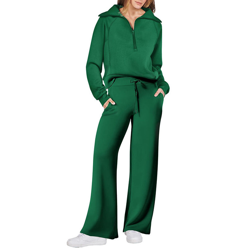 💖Limited Sale 50% OFF💖Casual Zipper Long Sleeve Top ＆Pants Two-Piece Set