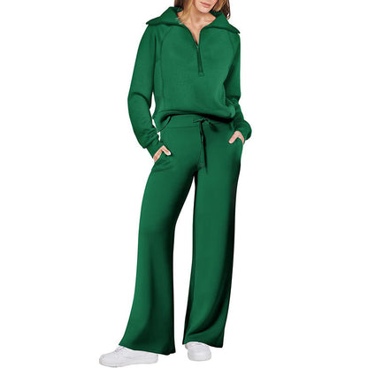 💖Limited Sale 50% OFF💖Casual Zipper Long Sleeve Top ＆Pants Two-Piece Set