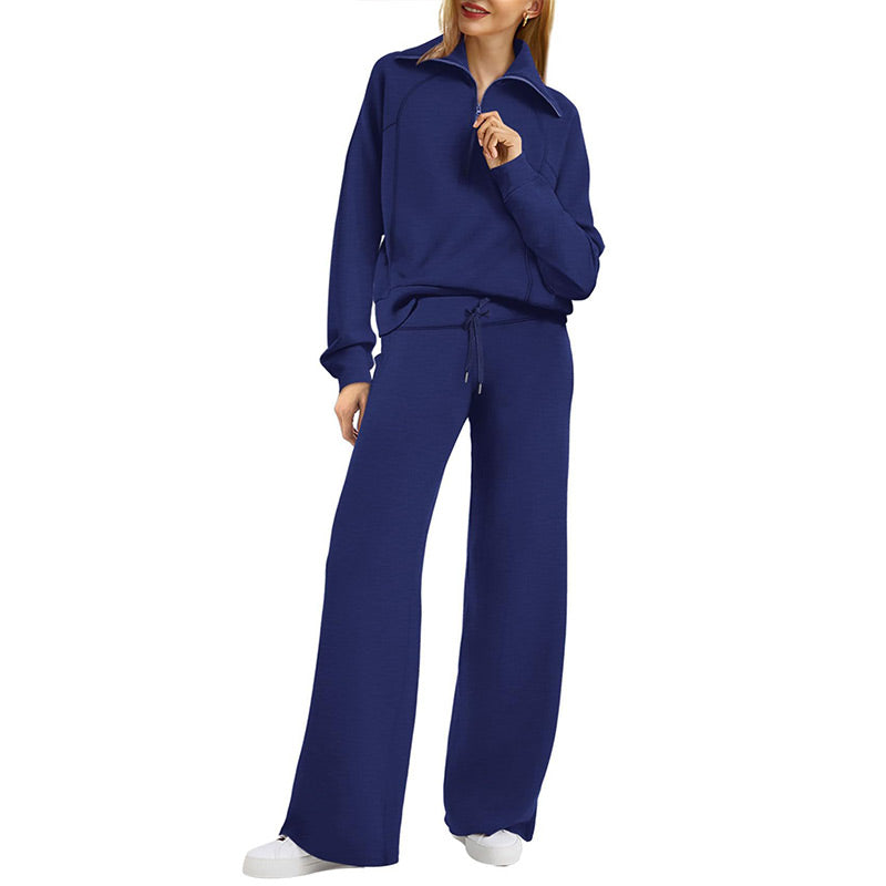 💖Limited Sale 50% OFF💖Casual Zipper Long Sleeve Top ＆Pants Two-Piece Set