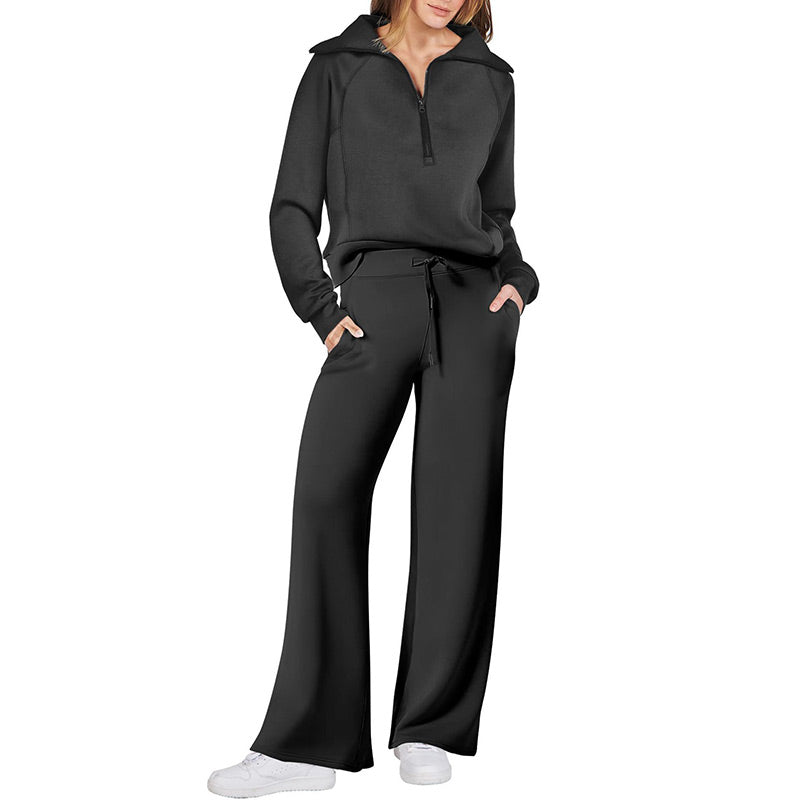 💖Limited Sale 50% OFF💖Casual Zipper Long Sleeve Top ＆Pants Two-Piece Set