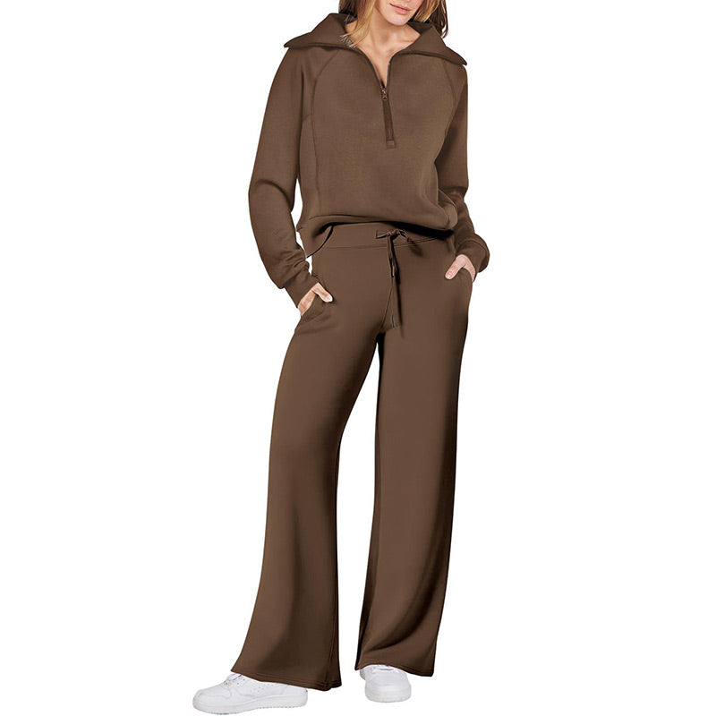 💖Limited Sale 50% OFF💖Casual Zipper Long Sleeve Top ＆Pants Two-Piece Set