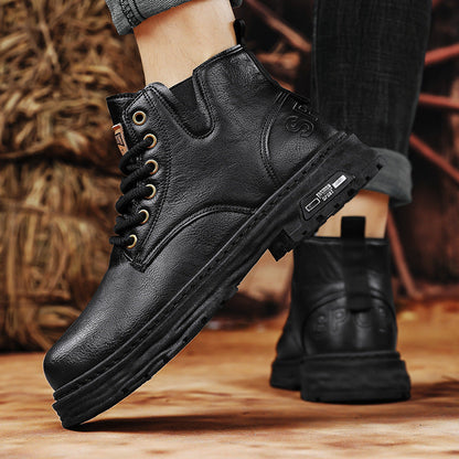🔥Vente chaude du Nouvel An🔥Bottes à lacets vintage en cuir PU pour hommes