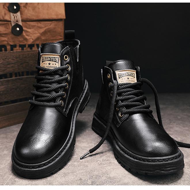🔥Vente chaude du Nouvel An🔥Bottes à lacets vintage en cuir PU pour hommes