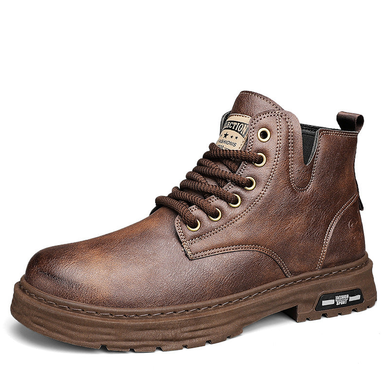🔥Vente chaude du Nouvel An🔥Bottes à lacets vintage en cuir PU pour hommes