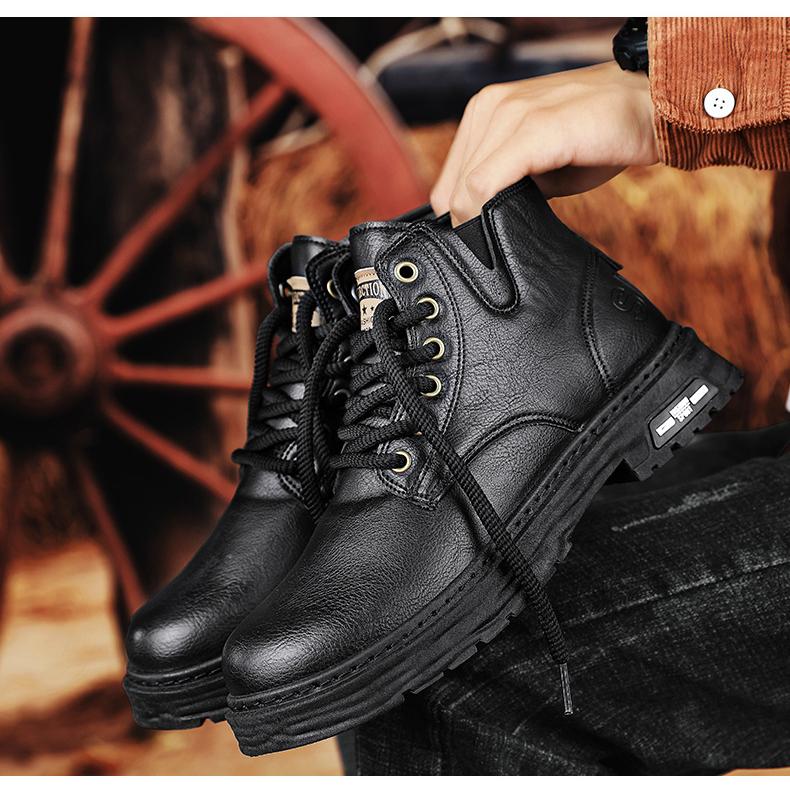 🔥Vente chaude du Nouvel An🔥Bottes à lacets vintage en cuir PU pour hommes