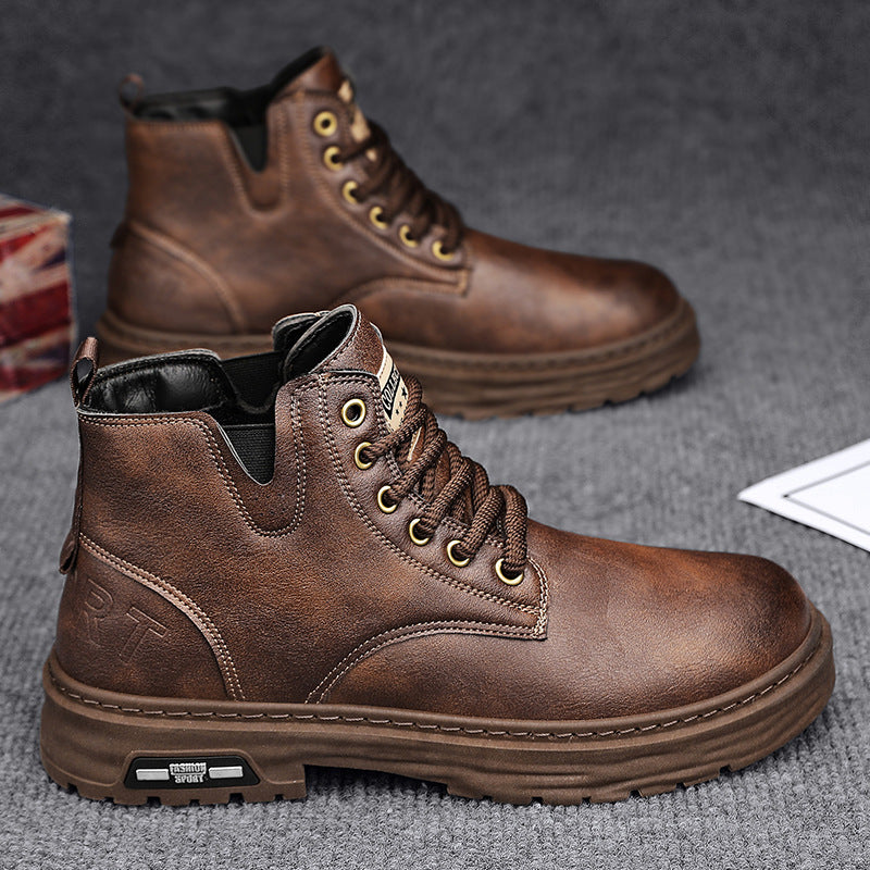 🔥Vente chaude du Nouvel An🔥Bottes à lacets vintage en cuir PU pour hommes
