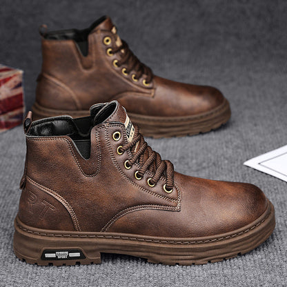 🔥Vente chaude du Nouvel An🔥Bottes à lacets vintage en cuir PU pour hommes