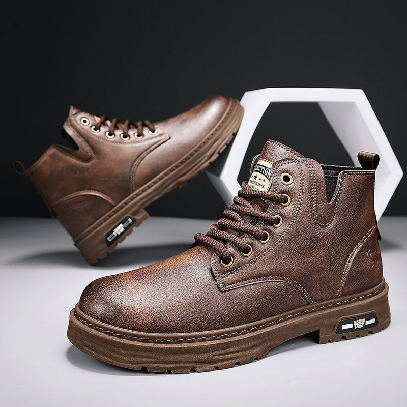 🔥Vente chaude du Nouvel An🔥Bottes à lacets vintage en cuir PU pour hommes